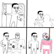 back chud comic crying ctrl_alt_del_(webcomic) dead doctor door dr_soyberg flag:transgender_pride_flag full_body hanging loss open_mouth rope sad scared total_nigger_death variant:a24_slowburn_soyjak variant:bernd variant:chudjak variant:feraljak // 768x768 // 150.5KB