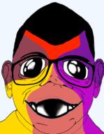 colorful deformed ear glasses hair oh_my_god_she_is_so_attractive smile soyjak variant:brandon // 864x1113 // 384.6KB