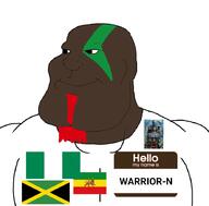 Warrior-Z(user) black_eyes black_skin hello_my_name_is_(sticker) jamaica meta:tagme nigeria nigger rastafari series:keep_raging_on_them subvariant:mexiaryan wakanda_forever // 886x872 // 150.0KB