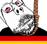 bloodshot_eyes clothes country distorted flag flag:germany germany glasses hanging rope soyjak stubble subvariant:scholar suicide variant:gapejak // 768x719 // 221.0KB