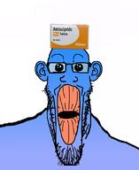 blue blue_skin calm candy clothes ear flavorjak glasses hat meds oh_my_god_she_is_so_attractive open_mouth purple purple_skin schizo soyjak stretched_mouth stubble variant:markiplier_soyjak // 900x1100 // 76.8KB