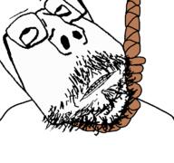 closed_mouth distorted glasses hanging rope soyjak stubble subvariant:scholar suicide template variant:gapejak // 768x719 // 16.9KB