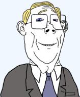 aryan blue_eyes cleft_chin clothes ear eyebrows glasses hair necktie shaved smile suit variant:protestantjak yellow_hair // 726x888 // 22.8KB