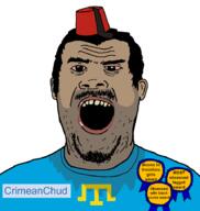 Astrofene_(namefag) CrimeanChud_(namefag) anime asian awards brown_skin crimea crimean_tatar fez gooner hairy mutt soyjak stinky stubble sweating touhou variant:alicia video_game yellow_teeth // 865x915 // 72.7KB
