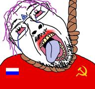 communism crying flag flag:russia flag:soviet_union gape glasses hammer_and_sickle hanging red rope russia stubble tranny variant:bernd // 768x719 // 455.7KB