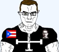 Flag:Nationalist_Party_of_Puerto_Rico Jose_Coll_y_Cuchi brown_eyes brown_hair flag:puerto_rico glasses nationalism puerto_rico soyjak subvariant:chudjak_front subvariant:muscular_chud variant:chudjak // 1059x929 // 90.3KB