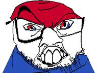blue content_aware distorted glasses gnome large_nose looking_at_you pepsi raised_eyebrow red soyjak stubble subvariant:crazyguyjak teeth variant:feraljak white // 800x600 // 15.8KB
