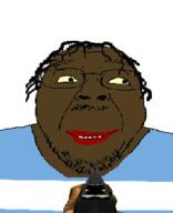 animated argentina blood brown_skin country doom ext=gif flag glasses grin gun hair hand lipstick mustache rifle smile soyjak stubble variant:bernd yellow_sclera // 229x282 // 59.3KB