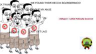 arm clothes glasses hair hand hands_up leftypol leg nazism open_mouth pol_(4chan) shitstika shoe shorts soyjak swastika text variant:chudjak // 680x383 // 228.2KB