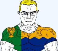 arm aryan blue_eyes british buff closed_mouth clothes ear flag flag:morayshire glasses hair moray morayshire scotland soyjak subvariant:chudjak_front subvariant:muscular_chud tshirt united_kingdom variant:chudjak vein wheat yellow_hair // 1059x929 // 86.0KB