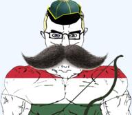 aryan blue_eyes bow_(weapon) clothes flag:hungary hat hungary hungaryan magyar moustache subvariant:chudjak_front variant:chudjak yellow_hair // 595x519 // 230.0KB