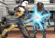 arm bench black_skin buff captain_falcon clothes cyborg electricity george_droyd george_floyd irl_background knee leg negrotech niggalink robot side_profile statue suit super_smash_bros variant:chudjak variant:cobson // 1064x751 // 1.1MB