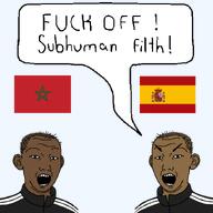 2soyjaks angry brown_skin clothes ear eyebrows flag flag:morocco flag:spain fuck_off_we_dont_want_your_kind_here fucking_subhuman_filth hair looking_at_you morocco no_glasses no_stubble nose open_mouth spain speech_bubble teeth text track_suit transparent_background variant:kuzjak // 850x850 // 132.9KB 2soyjaks angry brown_skin clothes ear eyebrows flag flag:morocco flag:spain fuck_off_we_dont_want_your_kind_here fucking_subhuman_filth hair looking_at_you morocco no_glasses no_stubble nose open_mouth spain speech_bubble teeth text track_suit transparent_background variant:kuzjak // 850x850 // 132.9KB