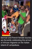 : africa badge bbc black_skin bone caucasus chain communism cyrillic_text earring female flag flag:france flag:germany france germany hair hand i_love irl italy necklace nose patch russia variant:shirtjak vatnik // 1078x1659 // 142.4KB