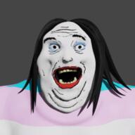 3d angry animated clothes flag hair makeup open_mouth soyjak stubble thumbnail_glitch tranny tshirt variant:alicia // 255x255 // 667.7KB