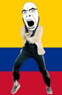 angry animated colombia country dance flag full_body gangnam_style glasses irl open_mouth soyjak stubble variant:ronald // 300x460 // 499.4KB