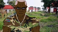 DRC africa arm army bald black_skin blue_eyes buff camo camouflage christian_cross christian_identity christianity closed_mouth clothes cross dark_skin democratic_republic_of_congo flag:congo flag:democratic_republic_of_congo glasses hair irl_background kongolo_nadiane military military_uniform necklace patch rosary soyjak ssethtzeentach subvariant:chudjak_front subvariant:muscular_chud template tshirt variant:chudjak vein // 1920x1080 // 449.8KB