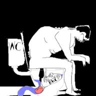 artist:lithuanian bwc closed_mouth full_body glasses hair nsfw penis redraw scoliosis side_profile sitting soyjak thinking toilet variant:chudjak // 544x544 // 11.0KB
