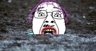 flag flag:transgender_pride_flag glasses hair open_mouth purple_hair soyjak swamp teeth tongue tranny variant:bernd yellow_teeth // 1533x823 // 1.4MB