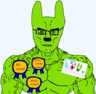 aryan award blue_eyes green_skin hoops_and_yoyo subvariant:muscular_chud variant:chudjak yoyo // 1059x1036 // 107.2KB