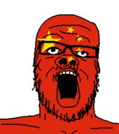 china country flag flag:china glasses open_mouth red_skin soyjak star_(symbol) stubble variant:a24_slowburn_soyjak // 454x514 // 10.7KB