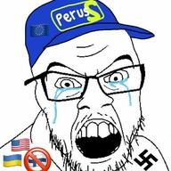angry cap clothes country finland finns_party glasses hat open_mouth soyjak stubble swastika ukraine united_states variant:feraljak // 701x700 // 72.5KB