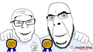 2soyjaks award clothes friendship glasses leaking logo namefags no_more_brother_wars shirts smile soybooru soyjak soyjak_blog stubble variant:cobson variant:feraljak // 1920x1080 // 94.8KB