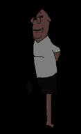 adventure_time barefoot cargo_shorts closed_mouth clothes full_body jake_the_dog ominous smile soyjak subvariant:wholesome_soyjak variant:gapejak // 664x1086 // 22.1KB