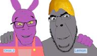Circus_2_(NameFag) friendship gray_skin happy jax_(the_amazing_digital_circus) kleki lemon lemon_(user) op_thinks_they_are_natural_friends purple_skin rabbit stubble variant:cobson variant:feraljak // 967x552 // 190.3KB