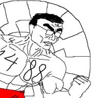 Aryan_chud artist:QQlive aryan aryan_beast aryan_chad blacksun buff chud chudcel glasses hair oekaki strong variant:chudjak // 500x500 // 32.9KB