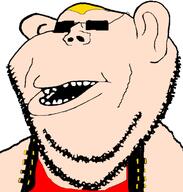 amerimutt clothes duke_nukem ear glasses hair open_mouth sleeveless_shirt soyjak stubble subvariant:impish_amerimutt variant:impish_soyak_ears video_game white_skin yellow_hair // 598x628 // 51.2KB