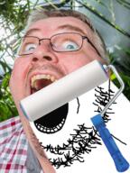 bernd_schmidt clothes glasses irl open_mouth paint paint_roller realistic soyjak stubble variant:gapejak yellow_teeth // 600x800 // 663.7KB