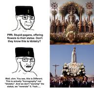 2soyjaks ai_generated angry anti_christian christianity closed_mouth clothes concerned glasses hat open_mouth orthodox_cross paganism soyjak stubble subvariant:soyak_(concerned) teeth text variant:soyak // 1280x1190 // 226.1KB