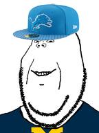 cap clothes detroit_lions football hat michigan no_eyebrows small_eyes smile soyjak stubble subvariant:michijak subvariant:wholesome_soyjak variant:gapejak // 600x800 // 207.1KB