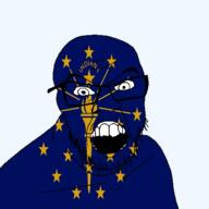angry flag flag:Indiana glasses hair indiana looking_at_you mustache open_mouth soyjak star_(symbol) state stubble teeth text torch transparent_background united_states variant:feraljak // 1500x1500 // 161.1KB