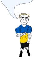 buff clothes flag soyjak speech_bubble speech_bubble_empty subvariant:chudjak_front subvariant:unbotheredchud ukraine variant:chudjak vein yellow_hair // 981x1608 // 37.2KB