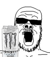 can energy_drink glasses monster_energy open_mouth soyjak stubble sunglasses variant:a24_slowburn_soyjak // 454x520 // 76.7KB