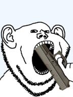 artist:xJanny ear firearm glock gun gun_in_mouth hand holding_gun holding_object holding_pistol imminent_death imminent_suicide looking_at_you open_mouth pistol stubble suicide template transparent_background variant:impish_soyak_ears weapon // 598x800 // 148.1KB