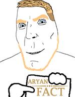 aryan blue_eyes closed_mouth fact hand holding_object neutral no_glasses smile soyjak stubble subvariant:teutonson template text variant:cobson yellow_hair // 2324x2993 // 470.7KB