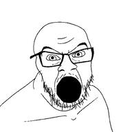 angry glasses no_teeth open_mouth soyjak stubble variant:feraljak // 1500x1500 // 196.1KB