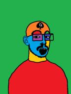 colorful ear glasses mustache open_mouth queen_of_spades soyjak spade stubble variant:jonbert // 612x816 // 14.2KB