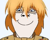 anime blue_eyes clothes eyelashes female femjak glasses hair hellsing looking_at_you seras_victoria series:foidjaks smile soyjak subvariant:bridget template transparent_background uniform vampire variant:bernd // 1220x976 // 334.7KB