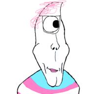 closed_mouth clothes euromutt glasses hair lips one_eye subvariant:Eliot subvariant:euroaryan subvariant:euromutt tranny trans variant:markiplier_soyjak variant:unknown // 1280x1280 // 340.7KB