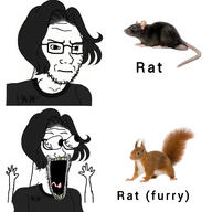 closed_mouth doomer_girl eyes_popping fur glasses hair open_mouth rat squirrel stubble subvariant:soyak_(irritated) subvariant:wewjak tail text thing_japanese variant:soyak // 1920x1920 // 330.4KB