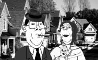 1950s 3soyjaks arm baby badge black_and_white breasts building clothes deformed distorted ear family femjak glasses hair hand hat house irl_background makeup mustache pipe plant smile smoking soyjak subvariant:jacobson subvariant:wholesome_soyjak suit tree united_states variant:a24_slowburn_soyjak variant:gapejak variant:protestantjak wasp window // 800x495 // 482.4KB