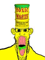 candy clothes ear flavorjak food glasses hat oh_my_god_she_is_so_attractive open_mouth sour soyjak stretched_mouth stubble variant:markiplier_soyjak yellow // 1080x1433 // 200.0KB