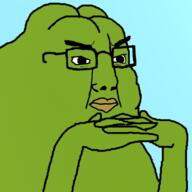 angry animal arm closed_mouth frog glasses green_skin groyper hand pepe soyjak variant:chudjak // 1080x1080 // 179.2KB
