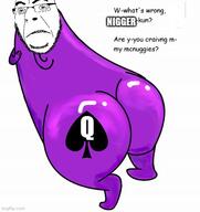 biting_lip butt closed_mouth comic_sans frown full_body glasses grimace imgflip.com mcdonalds mcnuggies nigger nsfw queen_of_spades soyjak spadeson stubble text thicc variant:cobson // 500x530 // 46.4KB