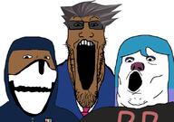 PlutonicClown ace_attorney blue_hair doomentio doomposting doomverse glasses kenlwright kenpandilla los_majes losmajes phoenix_wright purple_hair sebdan soyjak soyjak_trio sunglasses the_royal_majes theroyalmajes variant:gapejak variant:markiplier_soyjak variant:tony_soprano_soyjak // 828x581 // 157.2KB