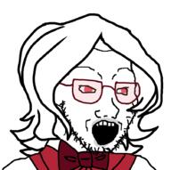 bowtie clothes glasses hair helltaker open_mouth soyjak stubble tagme_character_name tinted_glasses variant:soyak video_game white_hair // 908x902 // 27.8KB